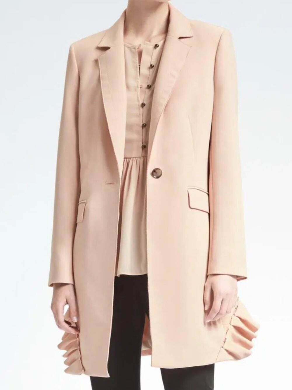 NWT Olivia Palermo x Banana Republic Women's Ruffle Accent Coat S